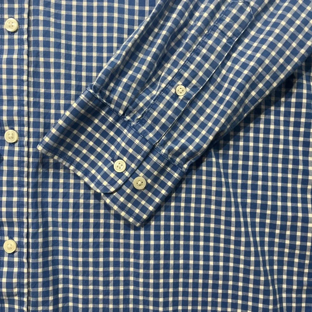 Banana Republic Mens XL Blue Gingham‎ Soft Wash Standard Fit Button Down Shirt